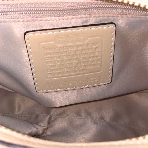 COACH 10526 Satchel Pepled Shoulder Bag Hand Bag Leather Beige - Picture 11 of 16